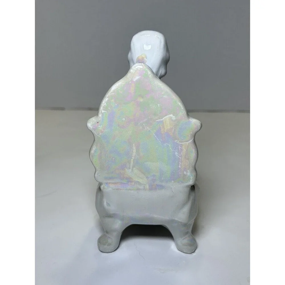 Vintage Victorian/Colonial Iridescent Porcelain Couple Having Tea (3 Pc Set)